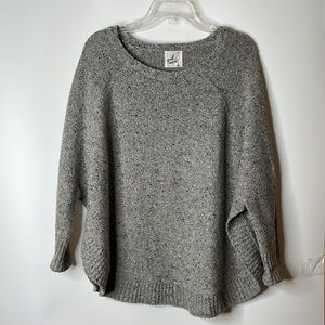 NWT April Marin Womens Gray Knit Wool Alpaca Blend Poncho Sweater One Size